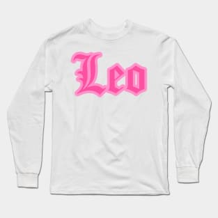 Leo Zodiac Pink Astrology Aesthetic Long Sleeve T-Shirt